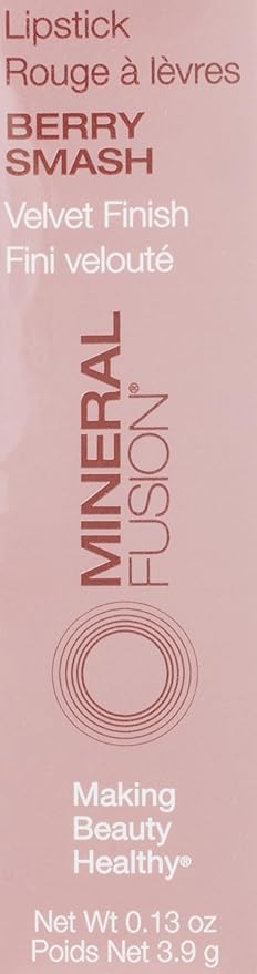 Mineral Fusion Long-Lasting Lipstick, Vivid & Smudge-Free Lip Color with Avocado Oil, Cocoa Seed Butter, Free of FD&C Dyes, Paraben and Gluten, Berry Smash
