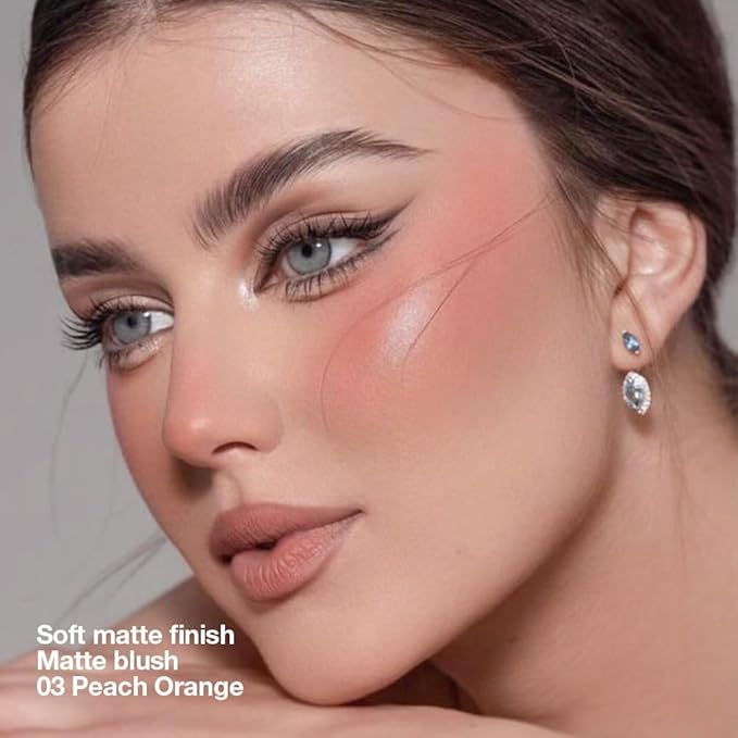 Blush for Cheeks,Pink Peach Powder Matte Blush Palette Cheeks Face Makeup for Older Women,Lightweight,Smooth,Blendable,Fade and Transfer-Resistant,Effortless Matte Natural Finish,Vegan & Cruelty Free