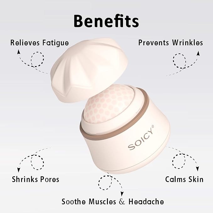 Leeshine Ice Roller Ball for Face and Eyes - Facial Skin Care Tools with a Large Roller and Carry Case Self Care Gift.Men Women (S50-Pink)