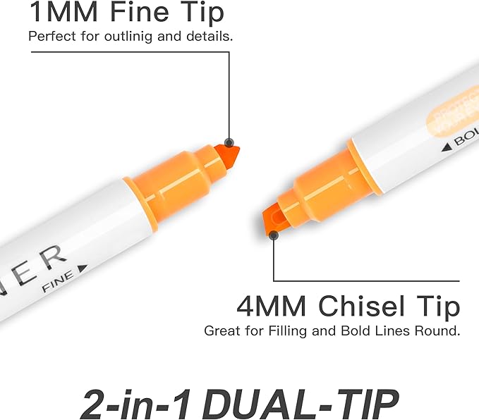 Aesthetic Highlighters Assorted Colors 12 Pack Dual Tip Highlighter Markers No Bleed Perfect for Bible and Bullet Journaling