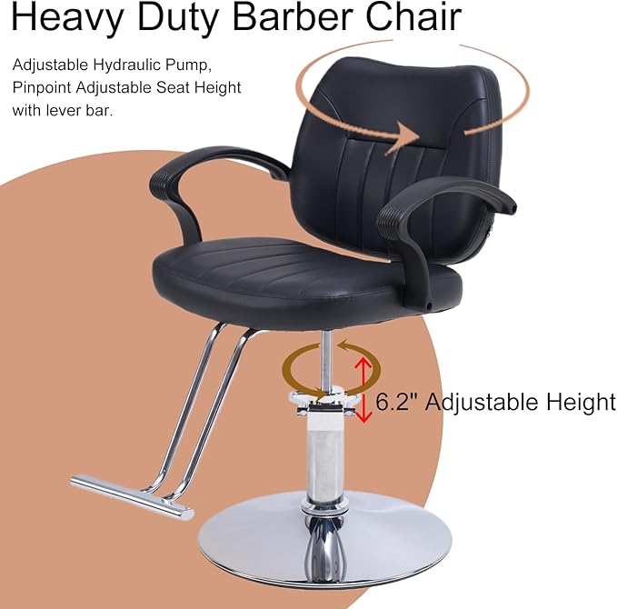 Barber Chair Salon Chair for Hair Stylist with Heavy Duty Hydraulic Pump,Height Adjustment 360° Rotation Shampoo Chair for Tattoo Shampoo Beauty Salon Equipment