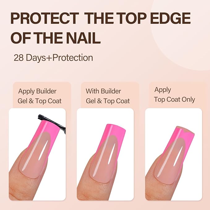 150Pcs French Gel Nail Tips, Vansiho Long Square Nail Tips, Pink Pre-French Tips Press on Nails, Soak Off Soft Gel Acrylic Fake Nails for Nail Art DIY 15 Sizes