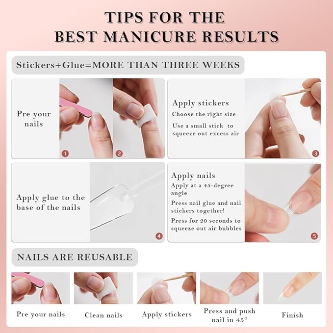 Press On Nail, French Tip Chrome Acrylic Press On Nails Short Round, Designer Reusable Glazed Fake Nails, Glossy Soft Gel Nails Wedding and Party, Stick On Glue On Nails Press Ons for Women