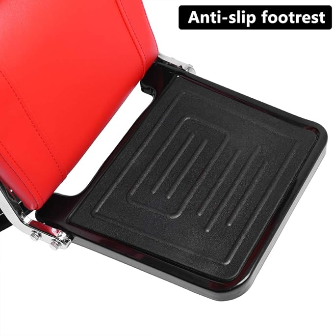 mefeir Reclining Barber Chair All Purpose for Hair Stylist Tattoo, Heavy Duty Styling Chair with 360 Degree Swivel Hydraulic Pump, Beauty Salon Spa Shampoo Equipment Red