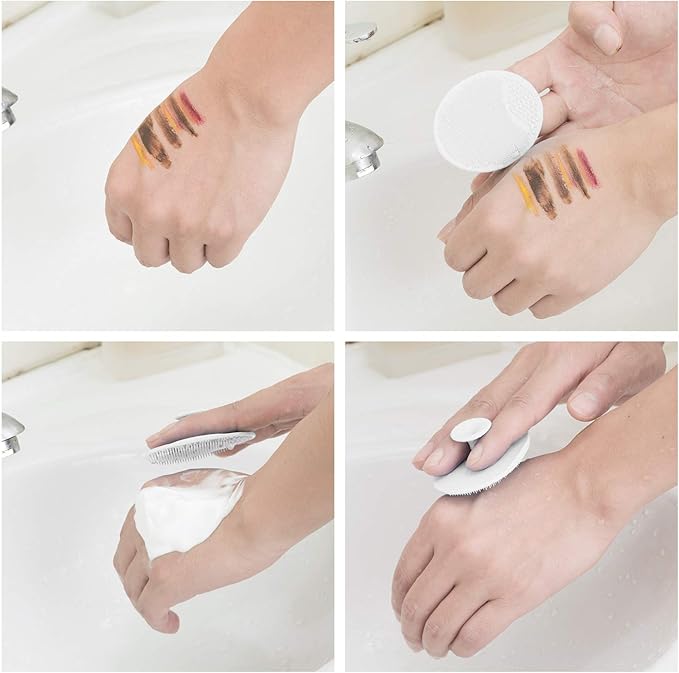 Silicone Face Scrubbers Exfoliator Brush-Facial Cleansing Pads Precision Pore Cleansing Pad Acne Removing Face Brush-2 Pack, Grey and White