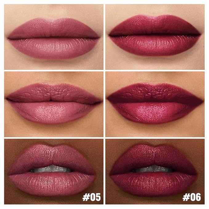 2Pcs Matte Lipstick Crayon Set for Women, 24 Hour Mauve Cherry Red Lipstick Lip Liner Pencil Long Lasting Waterproof Smudge Proof, Neutral lip liner marker Easy Application Full Coverage