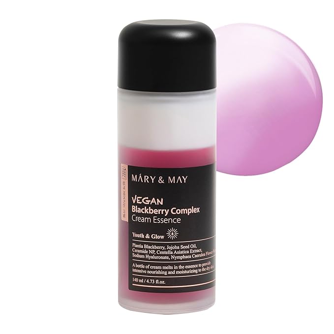Mary&May Vegan Blackberry Cream Essence | Milky Essence Toner | Deep Hydration | Korean Skincare | Strengthens Skin Barrier | Plumping & Firming | Lightweight Formula (140ml/4.73 fl.oz.)