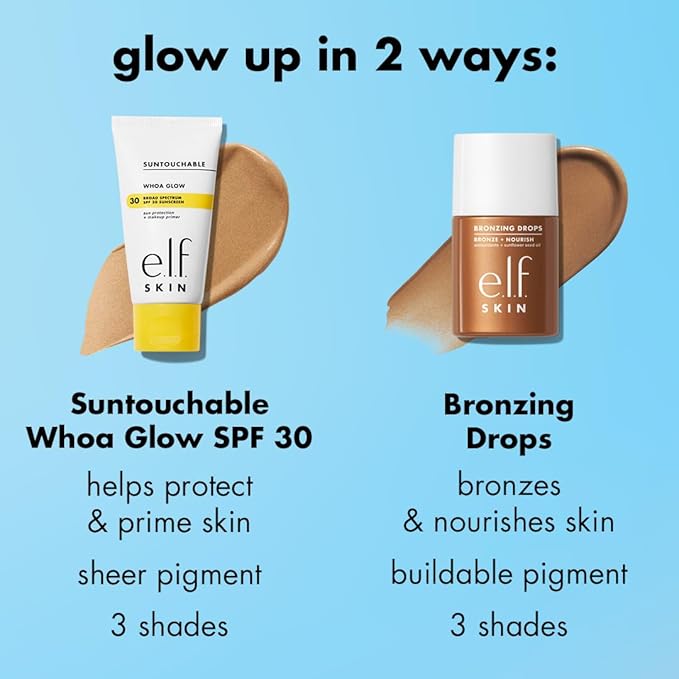 e.l.f. SKIN Bronzing Drops, Liquid Bronzer For Face & Skin, Creates A Sun-Kissed Glow, Infused With Vitamin E, Vegan & Cruelty-Free, Fair Gold