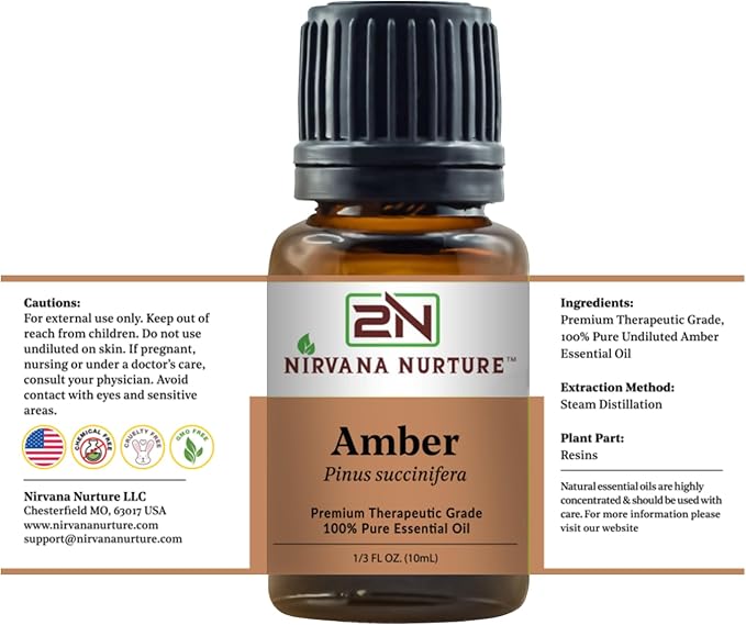 Amber Essential Oil 100% Pure Premium Therapeutic Grade, Undiluted