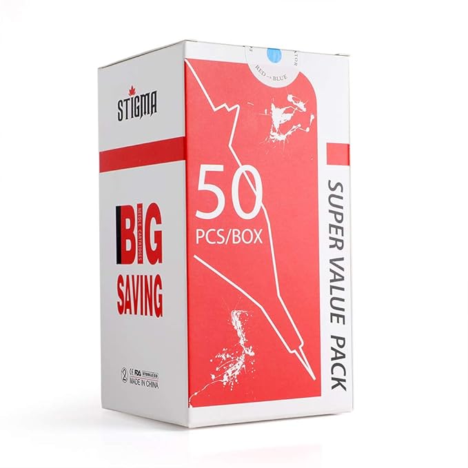 STIGMA Disposable Tattoo Cartridge Needles 50Pcs Assorted Sizes 5RS 9RS 5M1 7M1 9M1 11M1 5RM 7RM 9RM 11RM of Round Shader/Weaved Magnum/Round Magnum EN05-50KIT-D