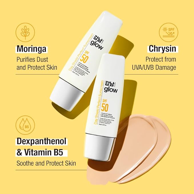 Day Shield Perfect Sunscreen SPF 50 - Effortless Tinted Sunscreen with Zinc Oxide, Sheer Moisturizer for face, Quick Absorption, Broad Spectrum, All Skin Types, Korean Skincare, 1.69 floz