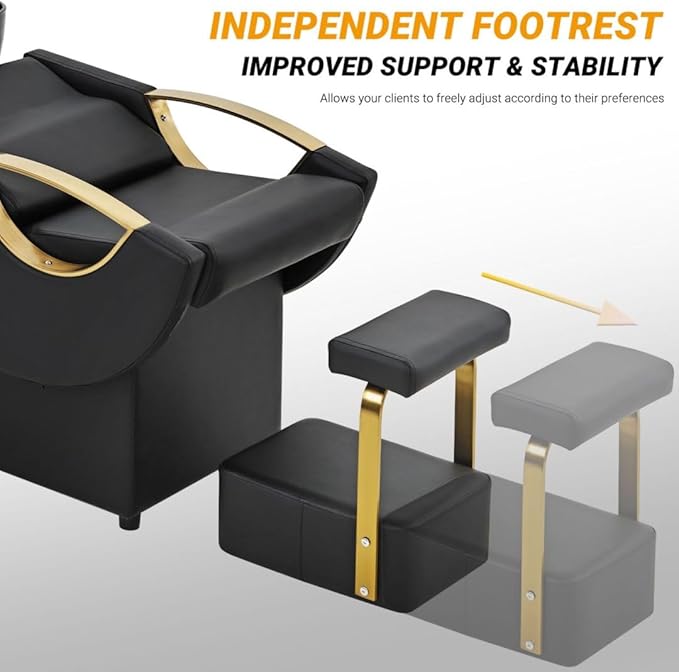 Shampoo Bowl and Chair Set for Salon,Seogwisam Backwash Barber Chair,ABS Plastic Shampoo Bowl Sink Unit w/Independent Footrest for Beauty Spa Barbershop