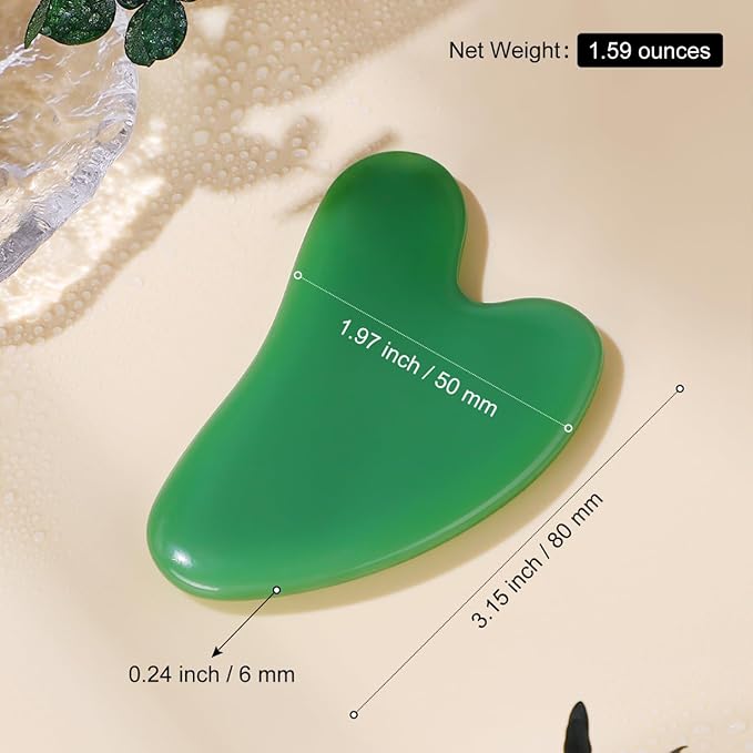 rosenice Gua Sha Facial Tools: 2 Pcs Jade Stone Guasha for Face Skincare Sculpting Tool - Jawline Sculpting Massager for Puffiness Reducing