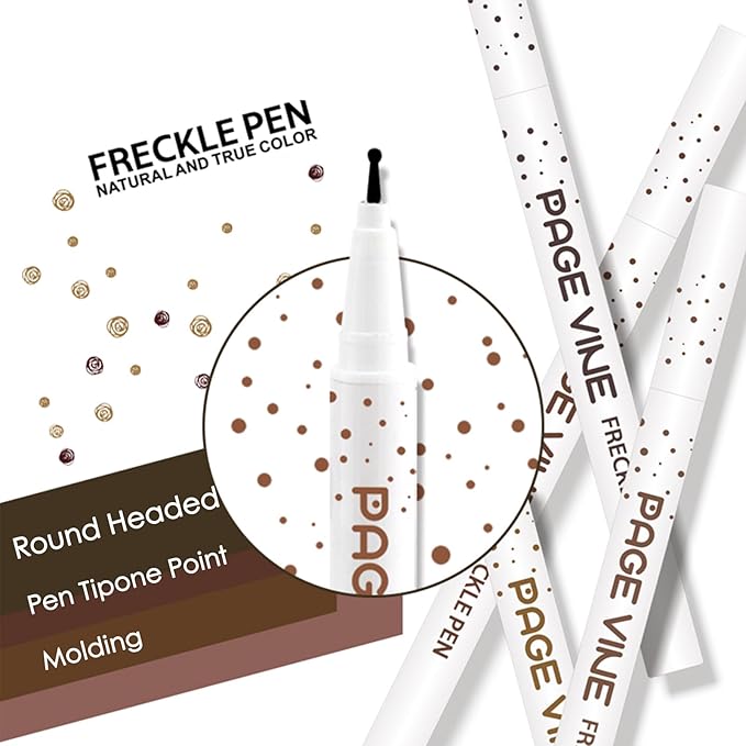2 Pack Freckle Pen,Liquid Face Fake Freckles Makeup Pen to Create Natural Freckle Makeup and Freck beauty,Fake Freckles Waterproof for Lifelike Sunkissed Makeup,Mole Pen (01Light+02Medium)