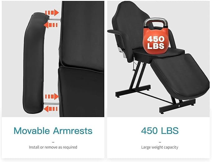 PayLessHere Multipurpose Tattoo Chair 72" L 24" W Massage Bed with Hydraulic Stool Beauty Bed Table Salon Chair for Professional Massage Facial Lash Beauty Spa Treatment