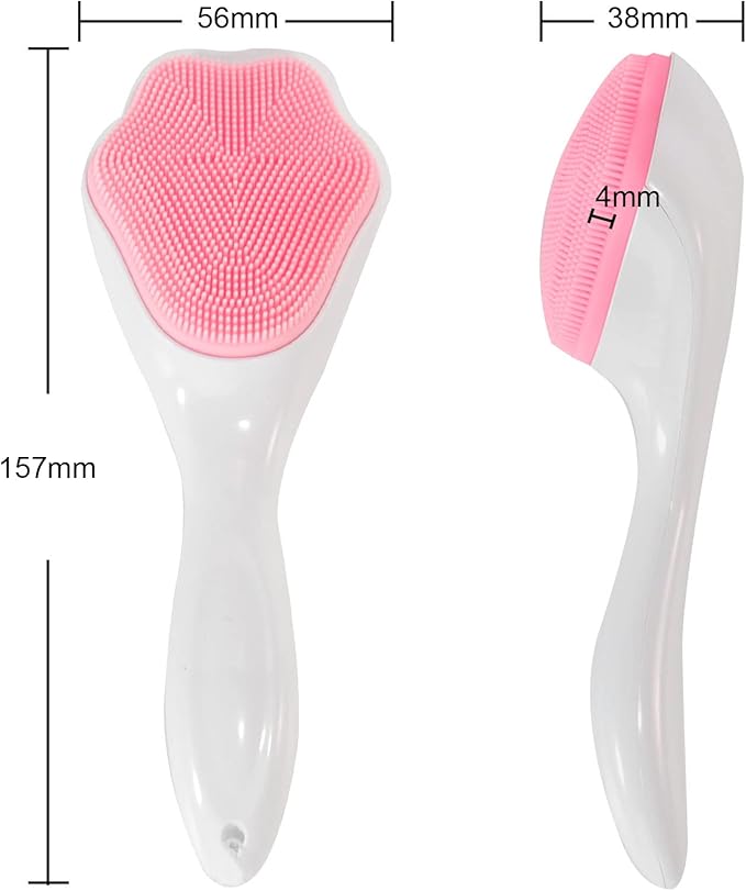 Silicone Face Scrubber Exfoliating Brush, Beomeen 2 Pack Manual Handheld Facial Cleansing and Blackhead Scrubber, Soft Bristles Waterproof for Face Skincare (Blue, Pink)