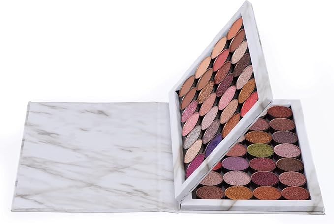 Allwon 2-Layer Book Shaped Marble Magnetic Palette Large Empty Makeup Palette Storage Box for Eyeshadow Lipstick Blush Powder (White)