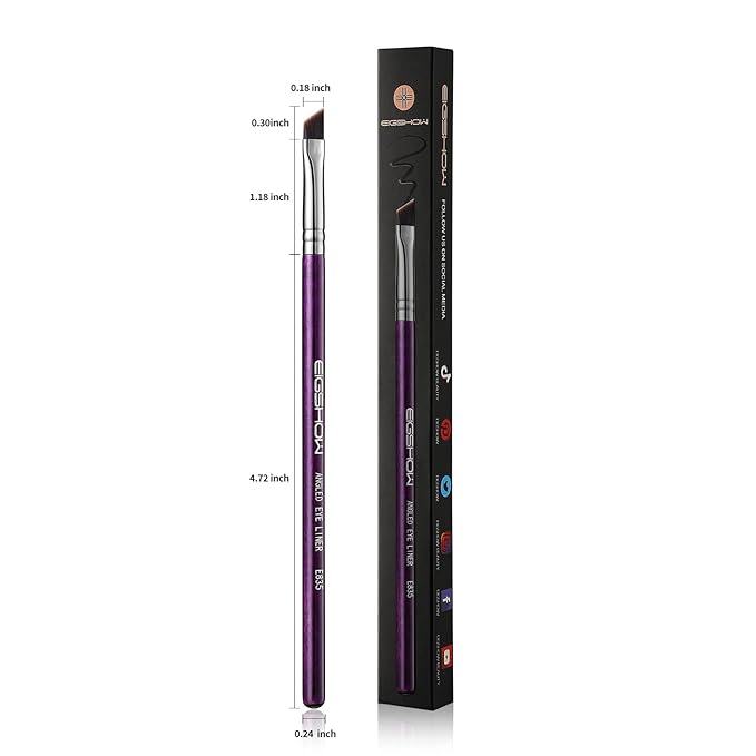 Eyeliner Brush Fine Angled - PRO Precision Gel Eye Liner Makeup Brush -Ultra Thin Slanted Flat Angle - Premium Cruelty Free Synthetic Bristles (E835 Purple)