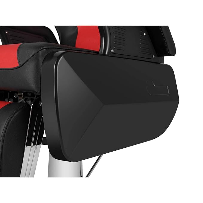 OmySalon All Purpose Hydraulic Barber Chair Heavy Duty, Recline Salon Chair for Hair Stylist Tattoo, Beauty Styling Shampoo Equipment Red & Black