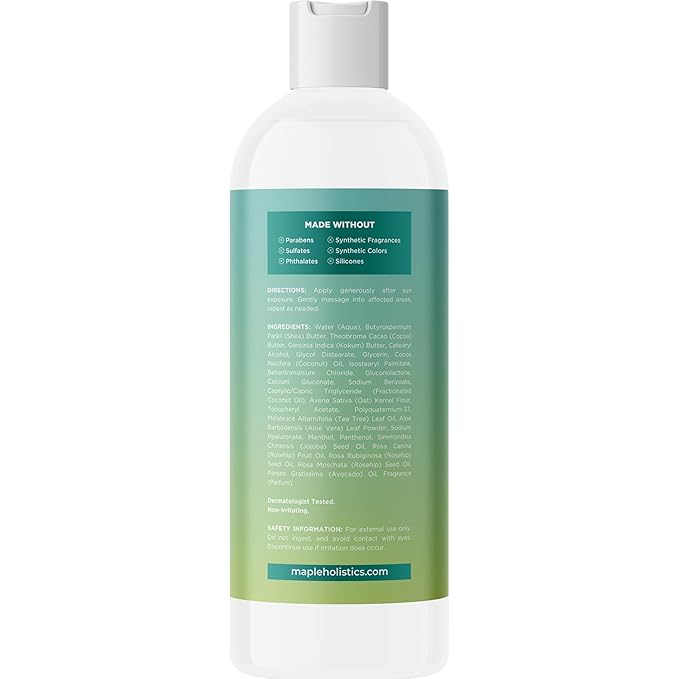 After Sun Lotion with Aloe Vera - Ultra Cooling Aloe Vera for Sunburn Hydration with Cocoa Butter & Rosehip Oil - Hydrating Aloe Lotion After Sun Moisturizer for Dry Skin with Hyaluronic Acid