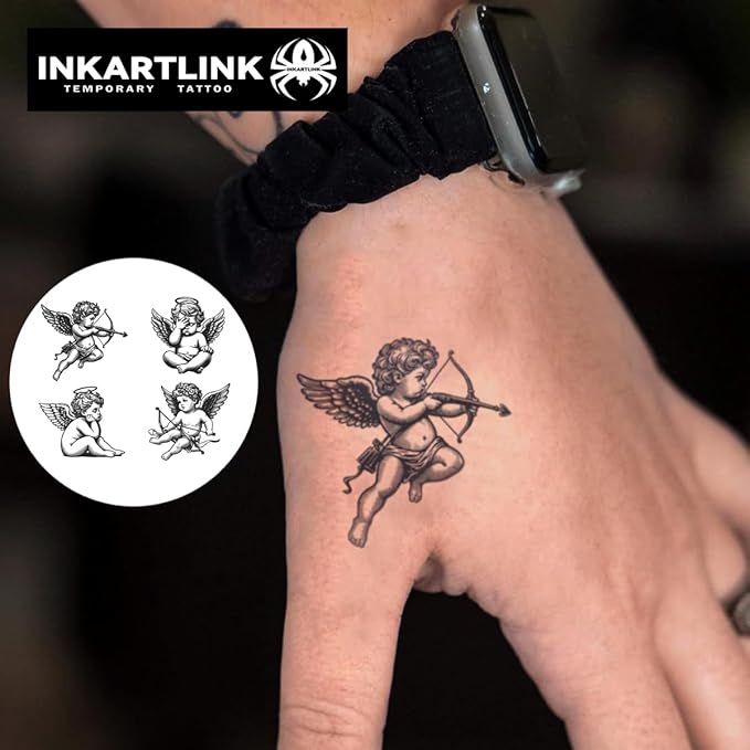 INKARTLINK Semi Permanent Tattoo, party tattoo, beautiful and realistic design, fun tattoo experience, cruelty-free, non-reflective, waterproof (Cupid)