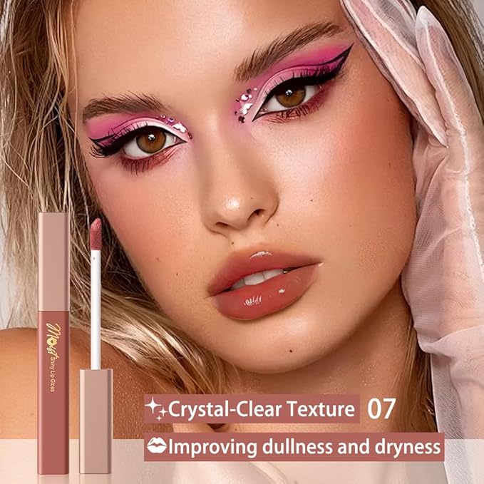 12 Colors Lip Gloss Set, High-Shine Waterproof Collection, Long Lasting Moisturizing Formula with Mirror Finish, Adult (7#, 1 Count (Pack of 1))