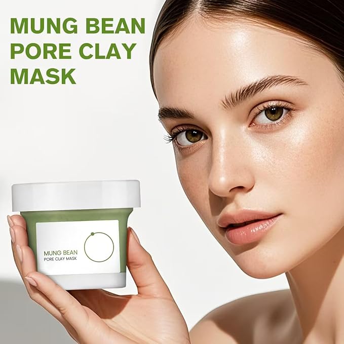 Mung Bean Pore Clay mask (4.05 fl oz /120ml) | Fragrance-Free | Wash Off Mask for Blackhead & Whitehead Care | Quick 3 Minute to Gently Cleanse, Exfoliate and Tighten Pores | Korean Skincare (2P)