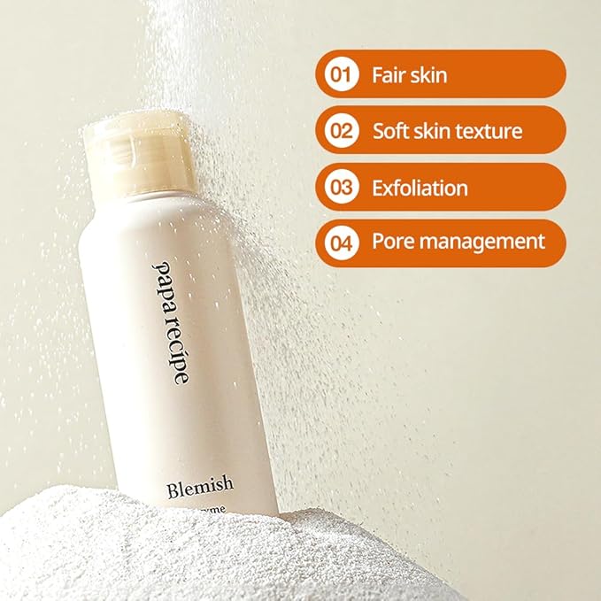 Papa Recipe Blemish Enzyme Powder Rice Cleanser – Gentle Triple Exfoliation with Papain, PHA & Rice Powder – Low pH Korean Skincare Face Wash for Clearer, Radiant Skin