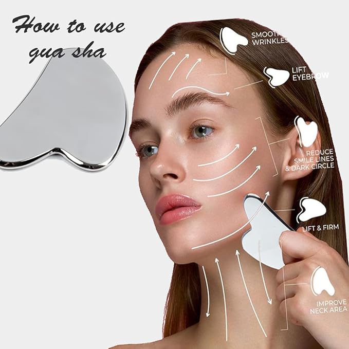 FeelFree Sport Stainless Steel Gua Sha Scraping Massage Tool Set of 7 Pieces for Soft Tissue Mobilization Physical Therapy(Silver)