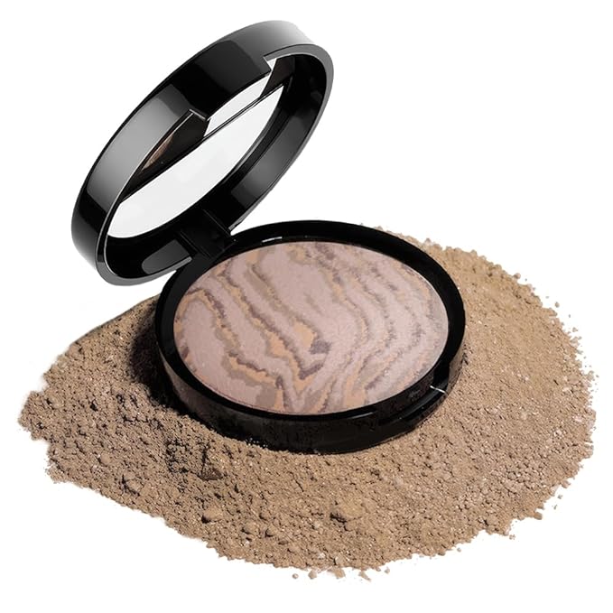 Baked Natural Correcting Pwoder Foundation Makeup, Highlighter Hybrid - Natural Finish, Waterproof Long Lasting, Demi-Matte Natural Finish, Talc-Free, Vegan, 04#