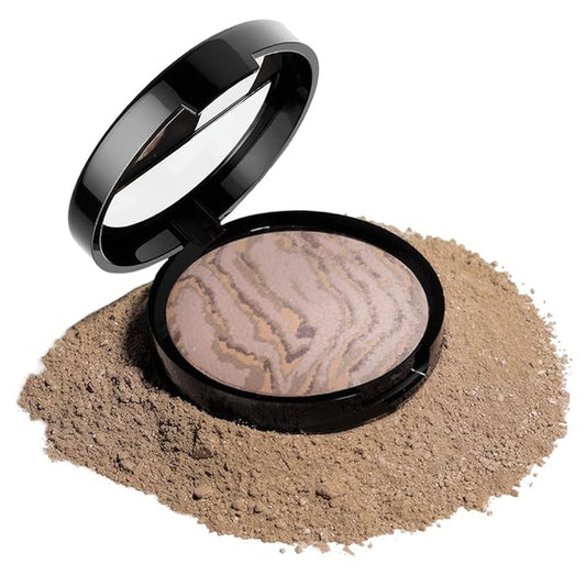 Baked Natural Correcting Pwoder Foundation Makeup, Highlighter Hybrid - Natural Finish, Waterproof Long Lasting, Demi-Matte Natural Finish, Talc-Free, Vegan, 04#