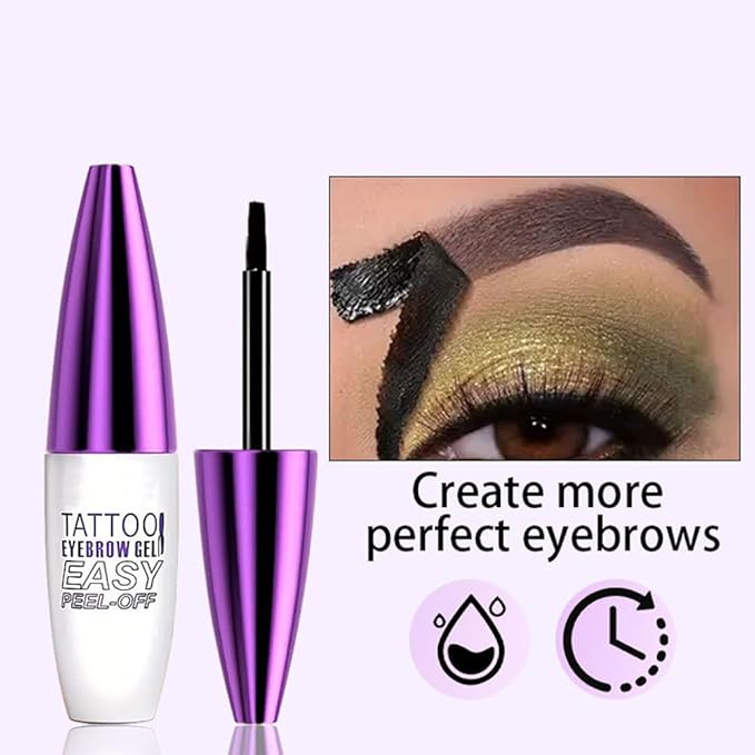 Peel Off Tattoo Brow Tint Gel - 2pcs Brown Eyebrow Kit, Waterproof, Transfer-Proof & Sweatproof, Quick Peel Formula for Natural Fuller Brows, Mother’s Day Gifts for Women All Skin Types