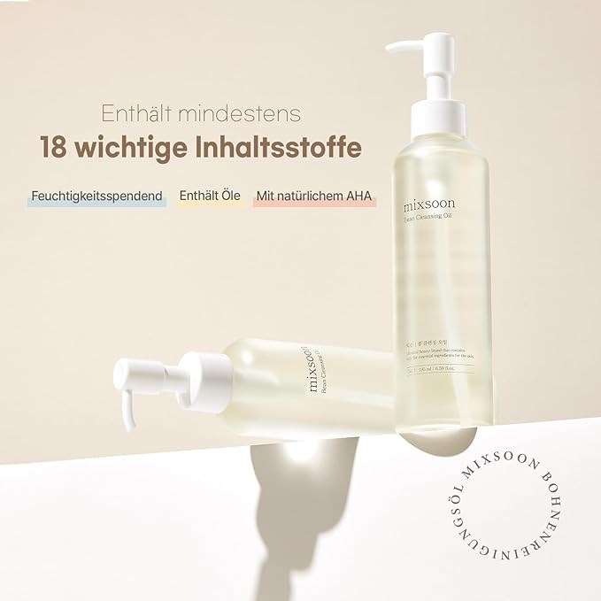 mixsoon Bean Cleansing Oil - Lightweight Oil Deep Cleansing and Makeup Remover, Fermented Bean, Hydrating and Balancing for Smooth Skin 195ml / 6.59 fl.oz. Korean Glass Skin Care