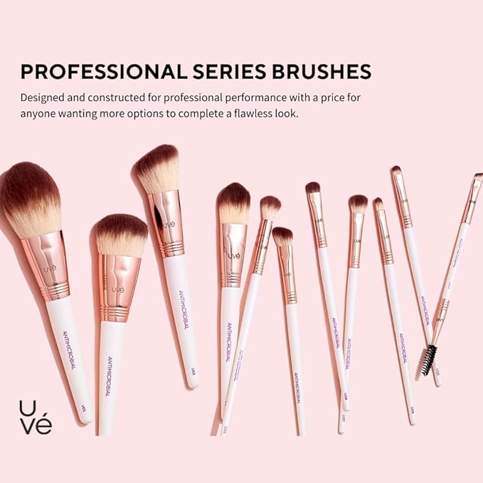 Professional Makeup Brush 11 Piece Set, Premium Synthetic Vegan Brushes Kit for Blending Powder, Foundation, Concealer, Blush & Eye Shadow, Cruelty-Free