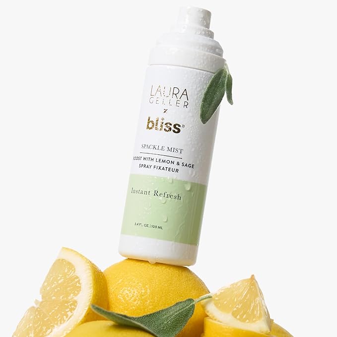 LAURA GELLER NEW YORK x Bliss Spackle Mist Boost with Lemon & Sage - Long-Lasting Dewy Skin Makeup Setting Spray - Brighten and Soothe Dull Skin