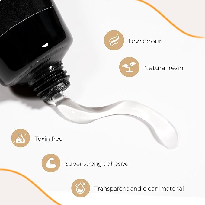 TOMICCA Super Strong Nail Glue for Press On Nails, Nail Tips - Long Lasting Glue On Nails Clear Adhesive, 3D Gel Nail Glue Art Design, UV Lamp Cured, 15ml DIY Home Salon Use