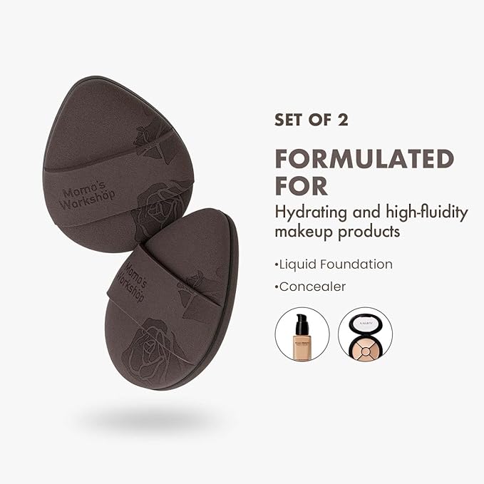 Rose Tatami Makeup Sponge Set,Double-Sided Egg Shape Rubycell for Liquid Foundations, Non-Absorbent & Fast Blending,Soft, Fluffy & Bouncy, 2 Beauty Puffs &Storage Case