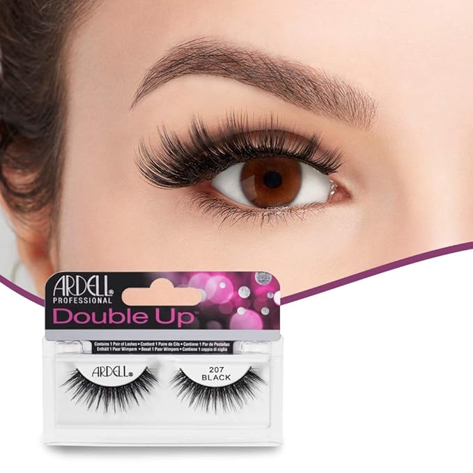 Ardell Double Up 207 False Eyelashes, Black - Dramatic Volume, Strip Lashes for Full & Thick Lashes, 4 Pack