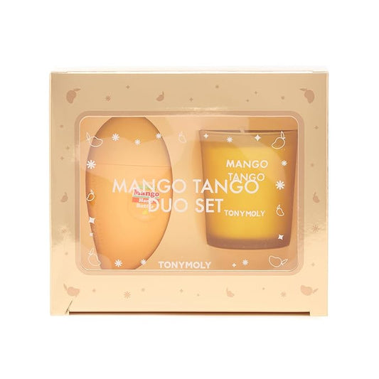 TONYMOLY Mango Tango Duo Gift Set – Nourishing Mango Hand Butter with Shea Butter & Oils + Mango Scented Candle, Hydrating & Soothing Holiday Gift for Soft Hands 2pc Gift Wrapped Set