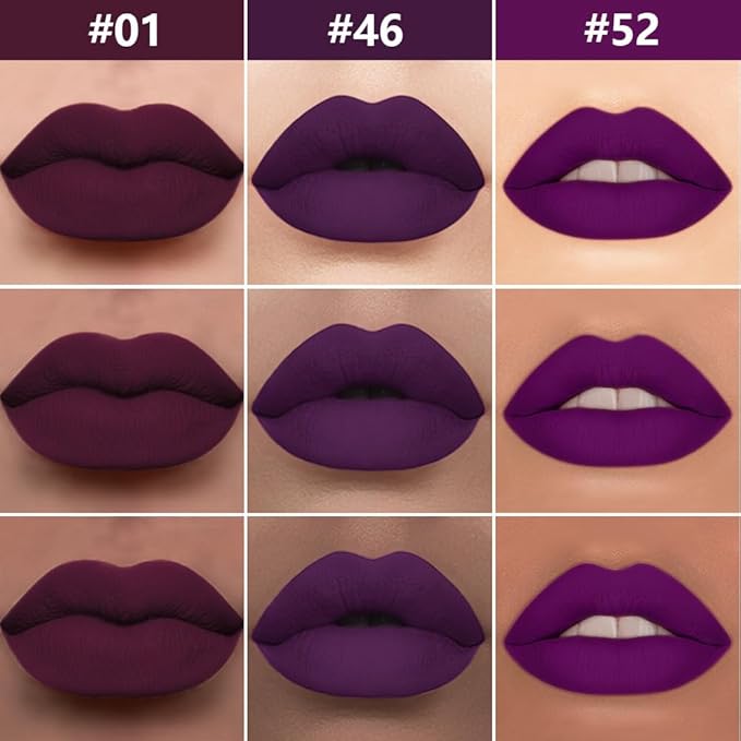 evpct 3Pcs Burgundy Red Black Dark Purple Matte Lip Liner & Liquid Lipstick Stain Makeup Set for Women, Lip Liner Stain Long Lasting Waterproof Smudge Proof, Cruelty Free Lip Makeup 24 hours originale