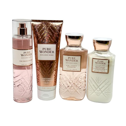 Bath & Body Works PURE WONDER Deluxe Gift Set - Fragrance Mist - Body Cream - Body Lotion - Shower Gel - Full Size