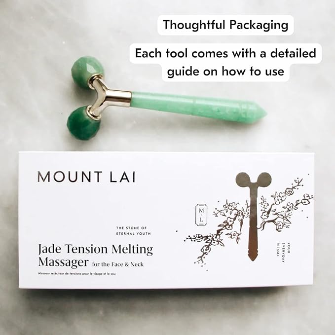 Mount Lai Jade Tension Melting Facial Massager for Face & Neck – Face Roller to Relieve Tension, Soothe Stress, Improve Circulation & Revitalize Skin for Radiant Care