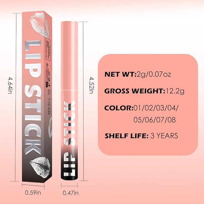 Matte Lipstick Crayon for Women, Pink Nude Lip Stick Pencil 24 Hour Long Lasting Waterproof, Non-Drying Hydrating Formula Lip Gloss Makeup, Vegan & Cruelty-Free, 01