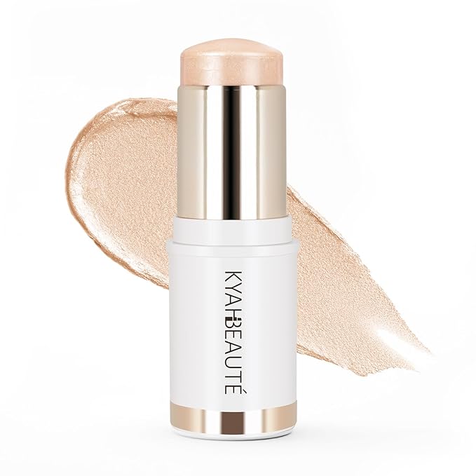 Dewy Highlighter Makeup 15g/0.53fl.Oz, Highlighter Makeup Stick for Face and Body, Radiant & Shimmer Glow, Buildable Color for All Day | Vegan & Cruelty-Free | Champagne Beige Gold