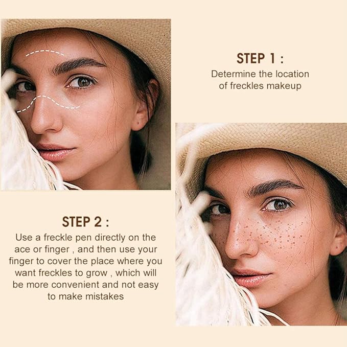 Freckle Pen 4 Colors Natural Freckle Pen Fake Freckle Pen Waterproof Long Lasting Soft Spots Natural Relaxing Sun Makeup (Light Brown)
