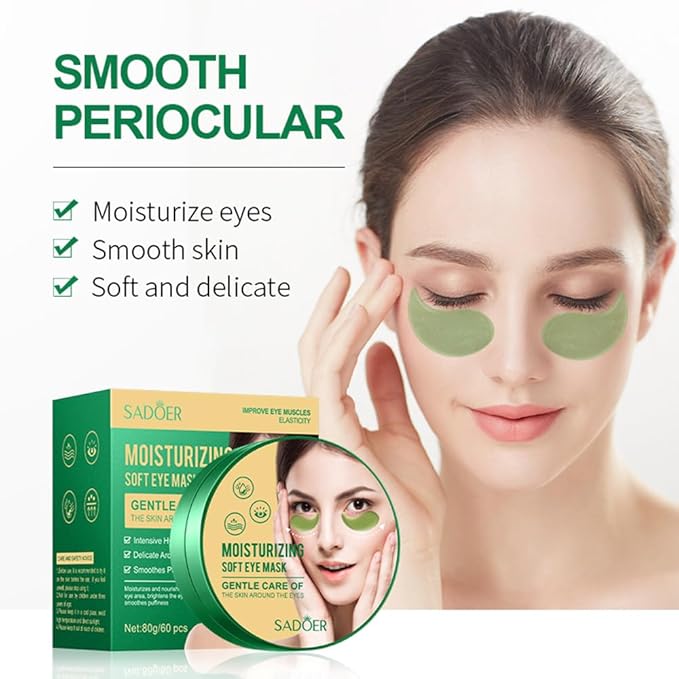 Under Eye Patches, 60PCS Green Tea Eye Patches for Puffy Eyes & Dark Circles Treatments, Reduce Under Eye Bags and Smooth Wrinkles, Collagen Under Eye Pads Mask for Moisturizing (Green)