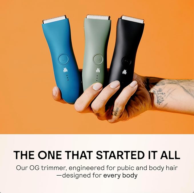 MERIDIAN The Trimmer Original - Body Hair Trimmer for Men, Electric Shaver for Pubic Hair, Chest, Legs & Bikini, Waterproof & Rechargeable, Ocean