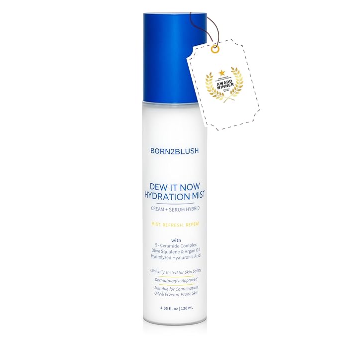 Dew It Now Hydration Mist – Cream + Serum Face Mist Hydrating Spray with Ceramides, Argan Oil & Squalane – Lightweight Face Barrier Repair – for All Skin Types, Sensitive Skin Safe – 120ml