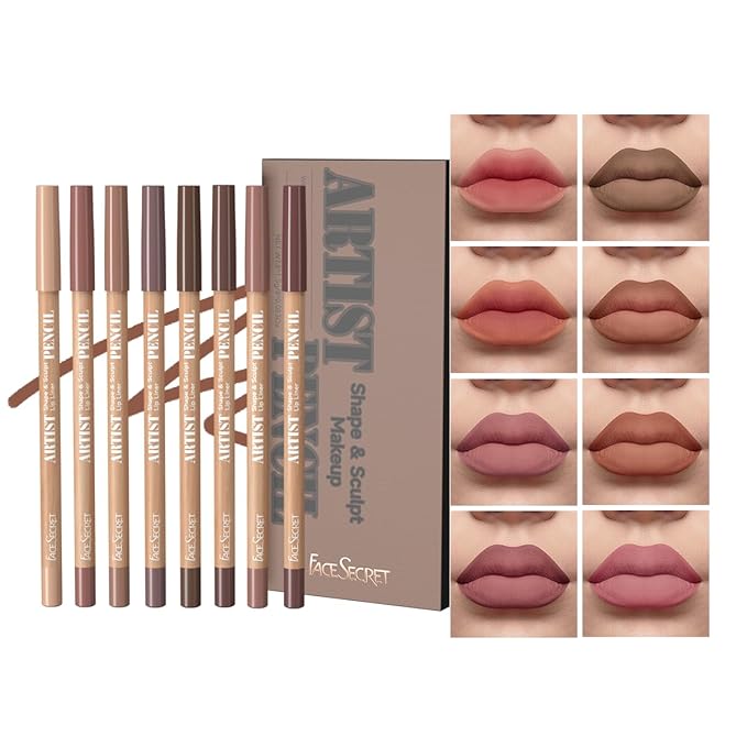 8pcs Nude Lip Liner Makeup Set - Waterproof & Smudge-Proof Matte Pencil, Long-Lasting & Durable, Smooth & Easy Glide, Non-Smudge, Contouring, Filling & Layering (Set 1, 8 Count (Pack of 1))