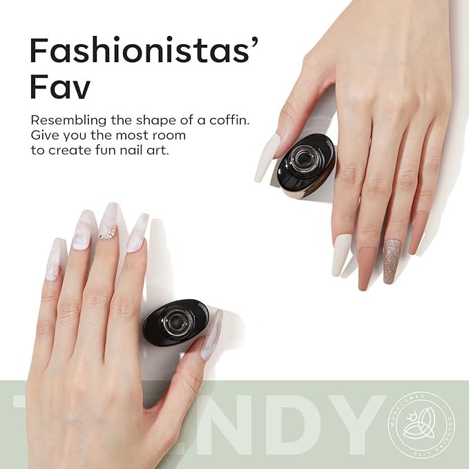 Modelones Long Coffin Nail Tips - 500Pcs Fake Nails Gel Clear Soft Acrylic Press on Pre-shape Full Cover Gel Extension Home DIY Salon Art Design 10 Sizes